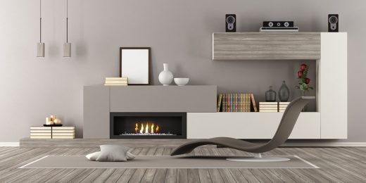 Soggiorno moderno di design con termocamino