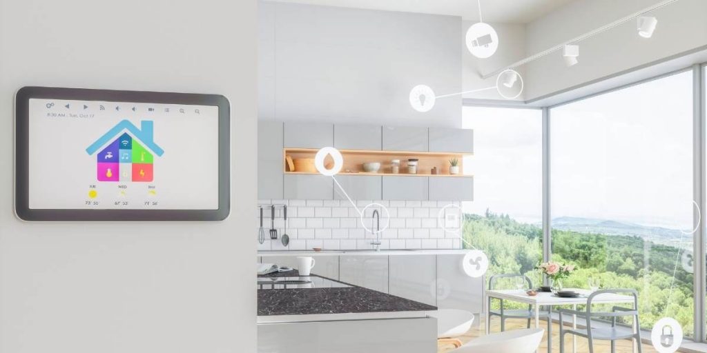 smart home per la sicurezza della casa con tablet per accedere a telecamera