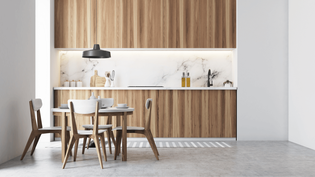 Cucina con rivestimenti in legno eco arredo